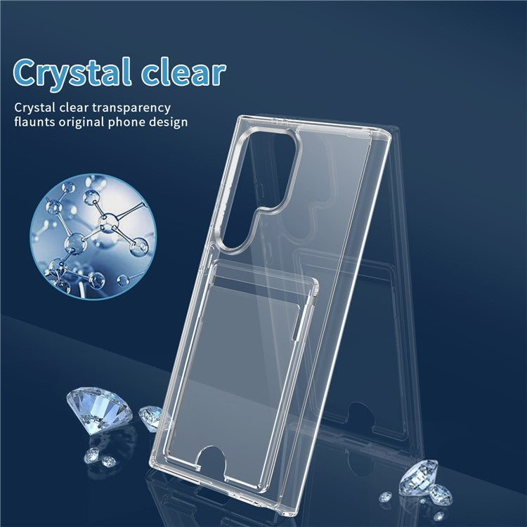 For Samsung Galaxy S25 Ultra Clear Case TPU+PC+Acrylic Cell Phone Case with Card Holder