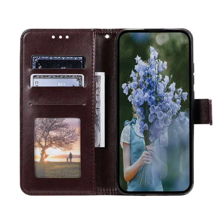 For Google Pixel 9a Case Imprinted Totem PU Leather Wallet Stand Phone Cover - Brown