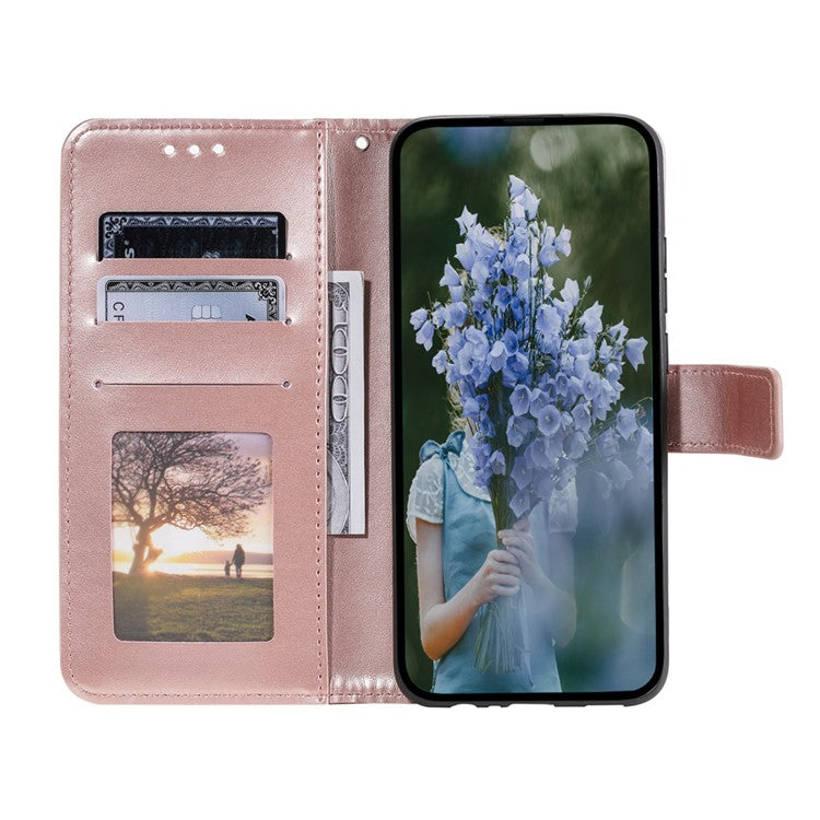 For Google Pixel 9a Case Imprinted Totem PU Leather Wallet Stand Phone Cover - Rose Gold