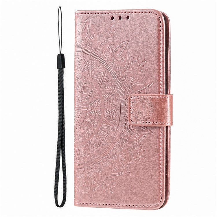 For Google Pixel 9a Case Imprinted Totem PU Leather Wallet Stand Phone Cover - Rose Gold