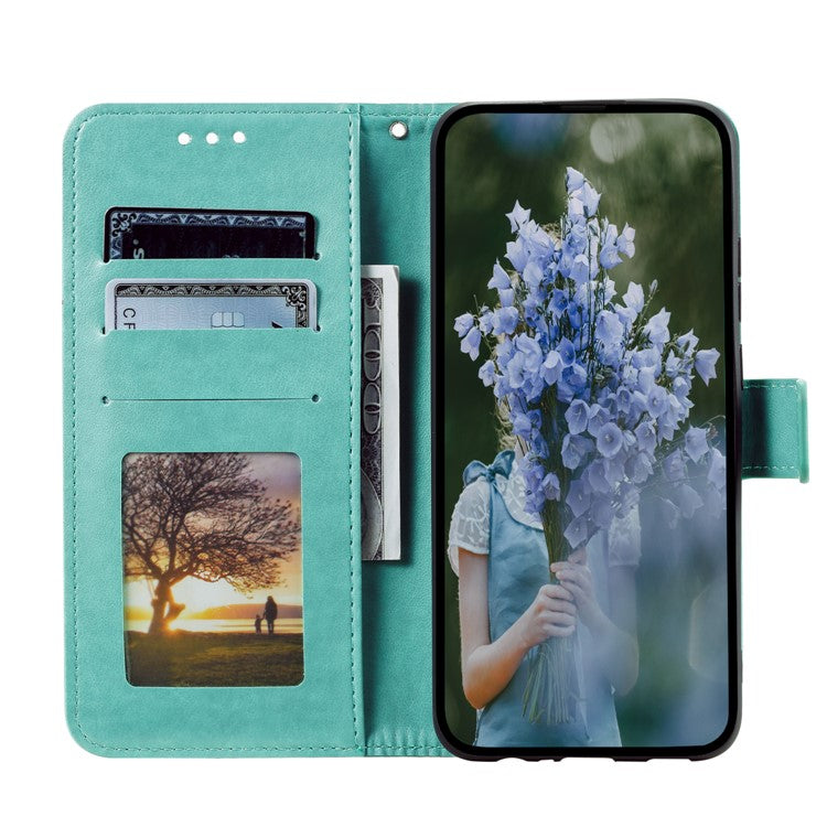 For Google Pixel 9a Case Imprinted Totem PU Leather Wallet Stand Phone Cover - Mint Green