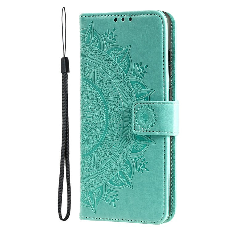 For Google Pixel 9a Case Imprinted Totem PU Leather Wallet Stand Phone Cover - Mint Green