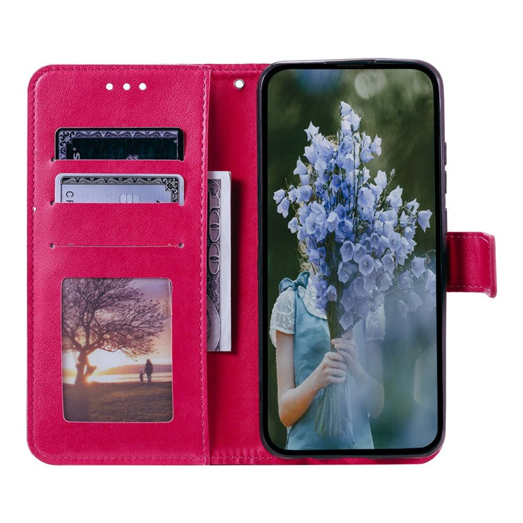 For Google Pixel 9a Case Imprinted Totem PU Leather Wallet Stand Phone Cover - Rose