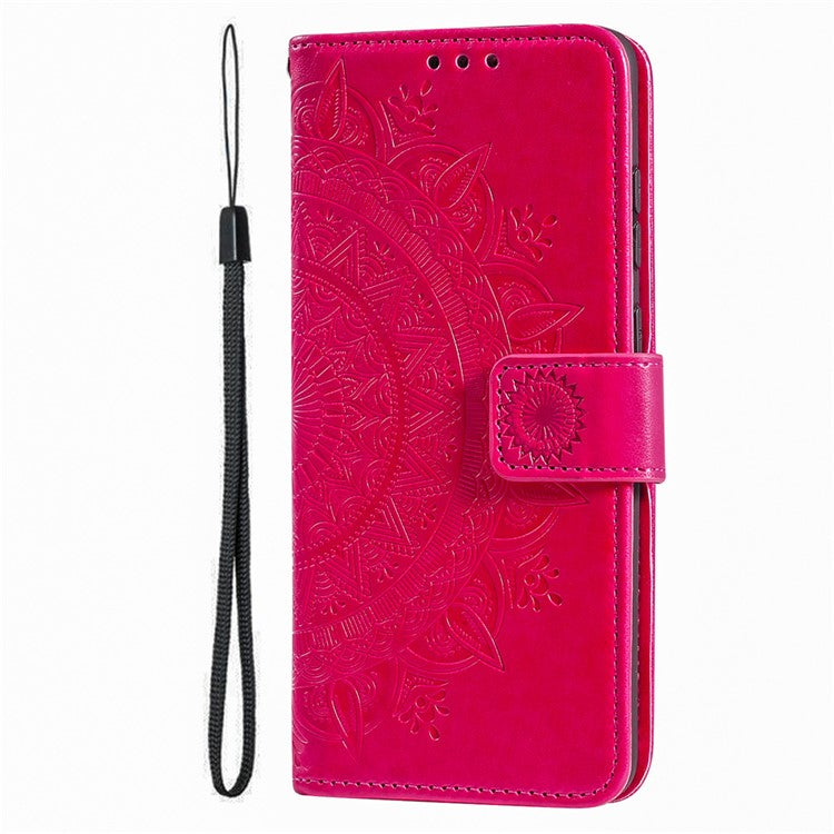 For Google Pixel 9a Case Imprinted Totem PU Leather Wallet Stand Phone Cover - Rose