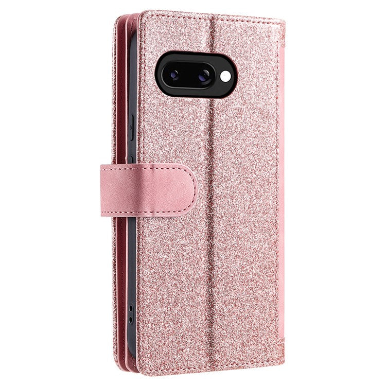 For Google Pixel 9a Case PU Leather Phone Cover with Zipper Wallet 9 Card Slots - Rose Gold