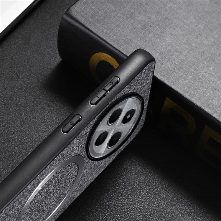 Phone Case For Xiaomi Redmi 14C 4G / 14R 5G / Poco C75 4G Drop-Proof TPU+Cloth Back Cover Compatible with MagSafe - Grey