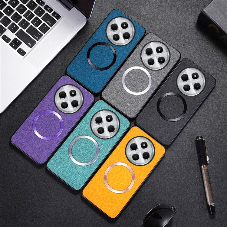 Phone Case For Xiaomi Redmi 14C 4G / 14R 5G / Poco C75 4G Drop-Proof TPU+Cloth Back Cover Compatible with MagSafe - Grey