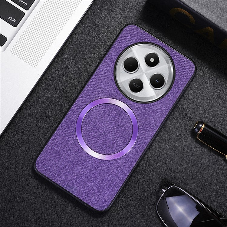 Phone Case For Xiaomi Redmi 14C 4G / 14R 5G / Poco C75 4G Drop-Proof TPU+Cloth Back Cover Compatible with MagSafe - Purple