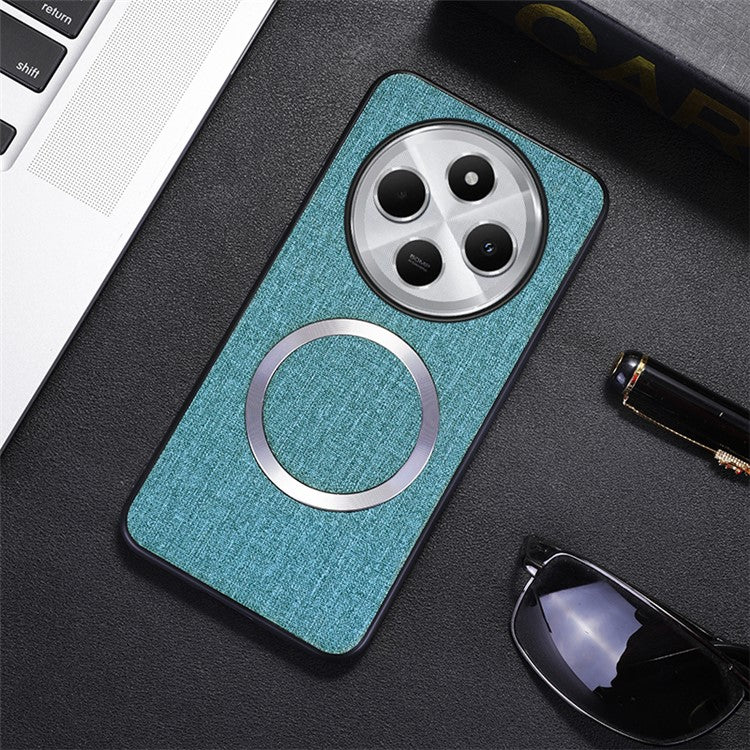 Phone Case For Xiaomi Redmi 14C 4G / 14R 5G / Poco C75 4G Drop-Proof TPU+Cloth Back Cover Compatible with MagSafe - Green