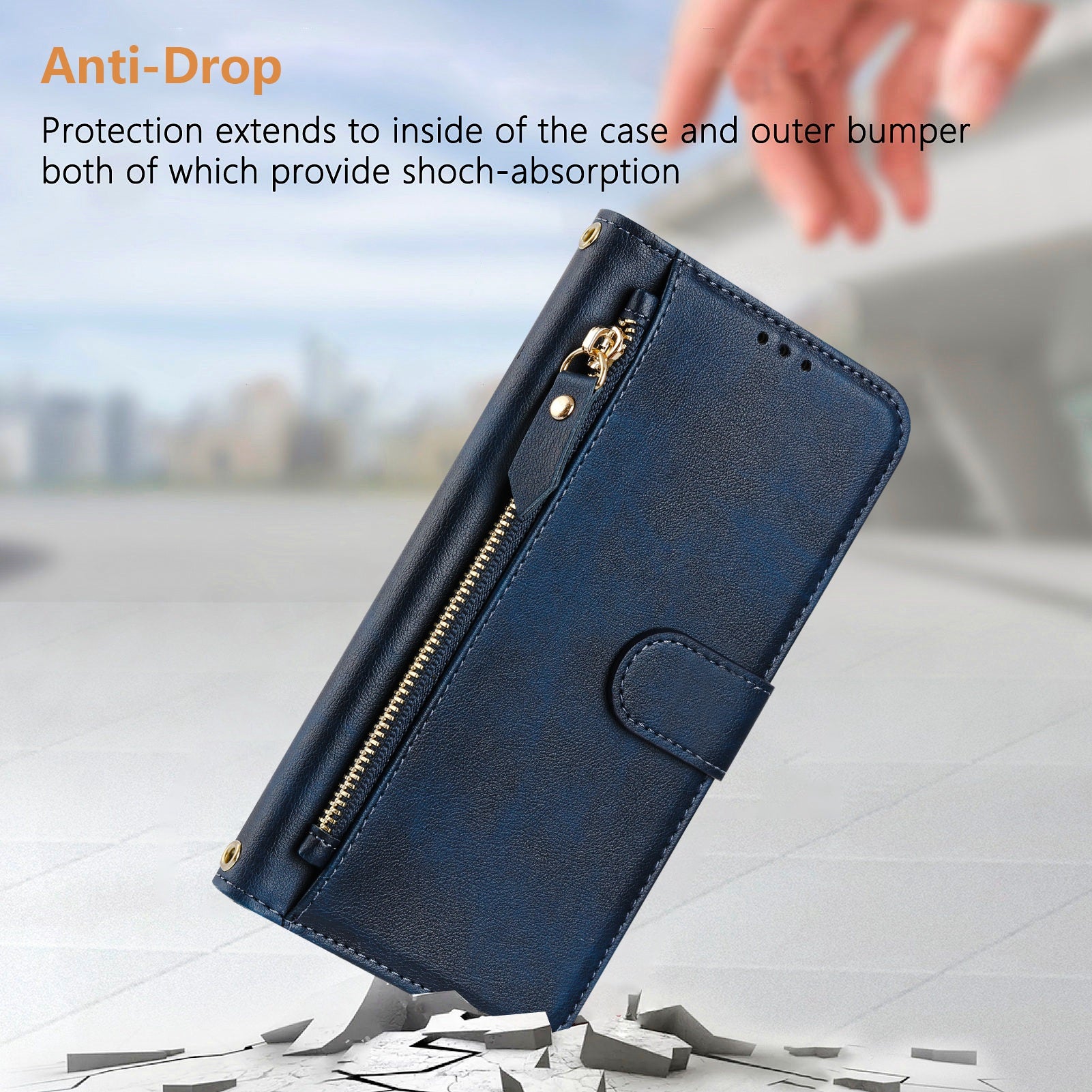 For Xiaomi Redmi 14R 5G / Xiaomi Poco C75 4G / Xiaomi Redmi 14C 4G Case Zipper Pocket Multiple Card Slots Leather Phone Cover - Blue