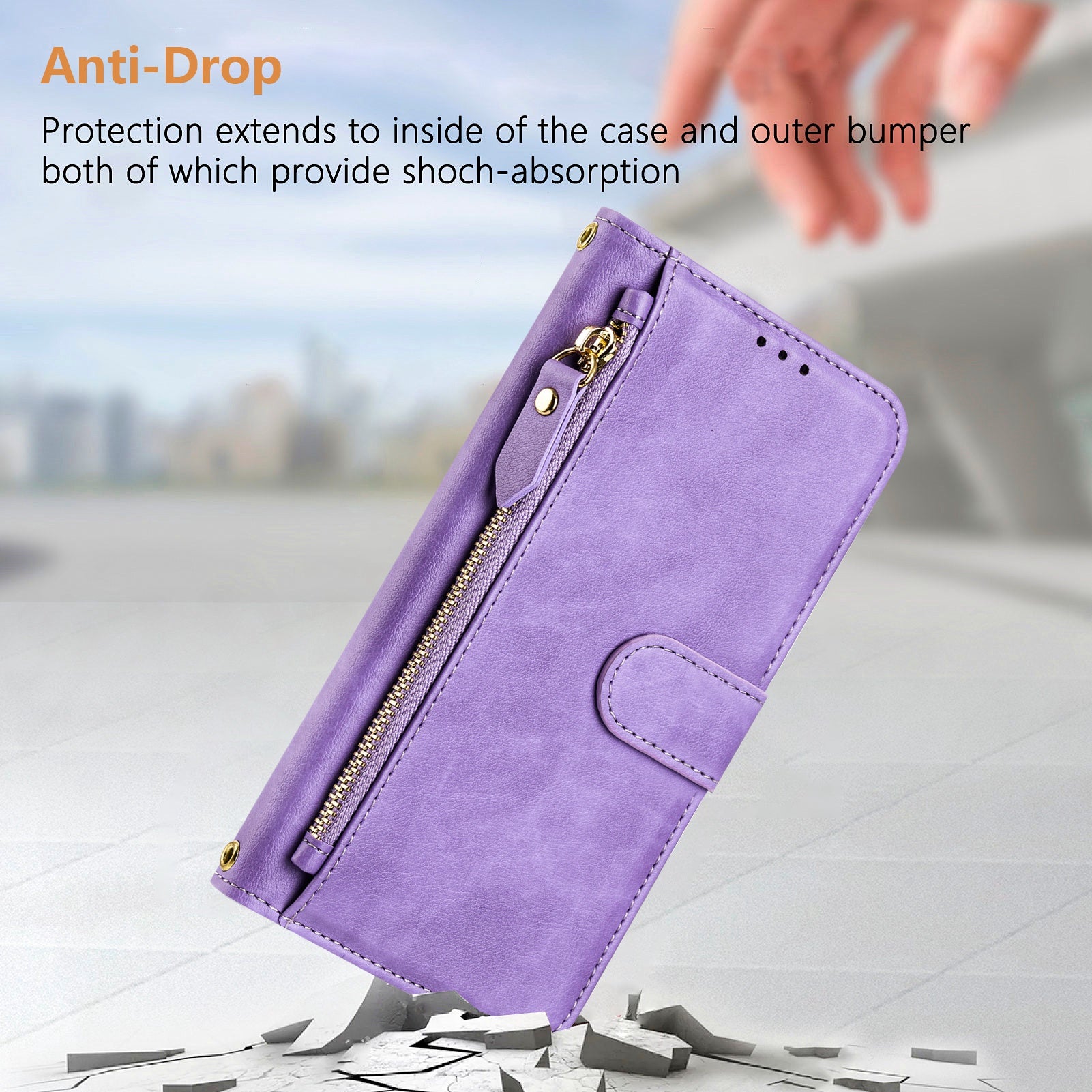 For Xiaomi Redmi Note 14 5G Case Zipper Pocket Multiple Card Slots Leather Phone Cover - Purple