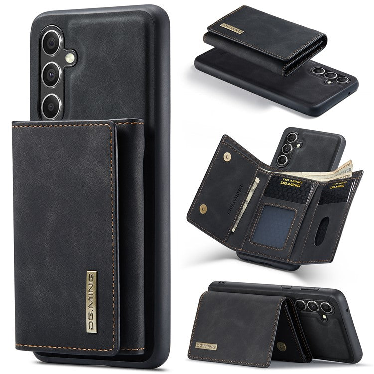 DG.MING M1 Series for Samsung Galaxy A36 5G Case Kickstand PU Phone Cover with Detachable Wallet - Black