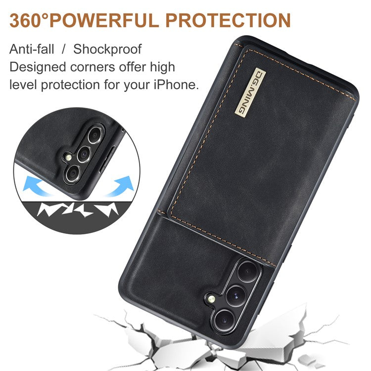 DG.MING M1 Series for Samsung Galaxy A36 5G Case Kickstand PU Phone Cover with Detachable Wallet - Black