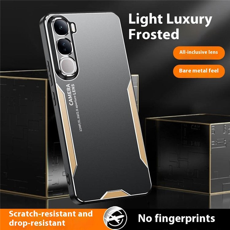 For vivo V40 Lite (Indonesia) 4G Phone Case Aluminium Alloy TPU PC Back Cover - Gold