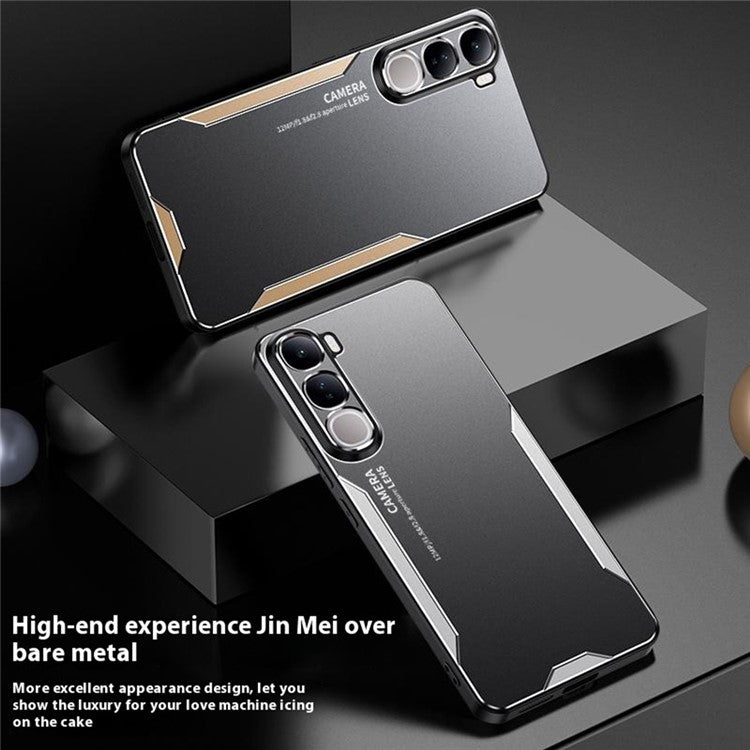 For vivo V40 Lite (Indonesia) 4G Phone Case Aluminium Alloy TPU PC Back Cover - Gold