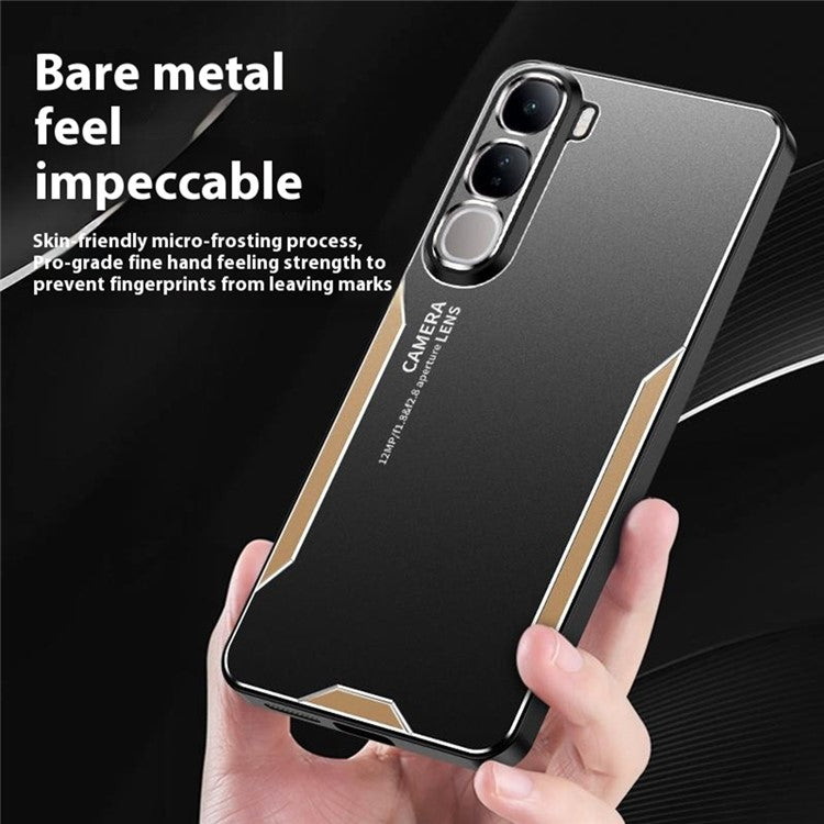 For vivo V40 Lite (Indonesia) 4G Phone Case Aluminium Alloy TPU PC Back Cover - Gold