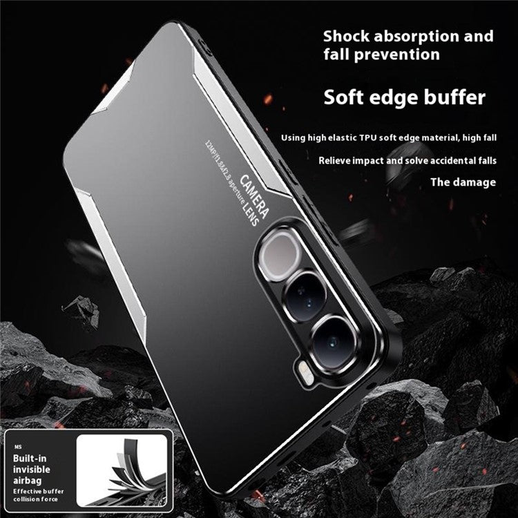 For vivo V40 Lite (Indonesia) 4G Phone Case Aluminium Alloy TPU PC Back Cover - Silver