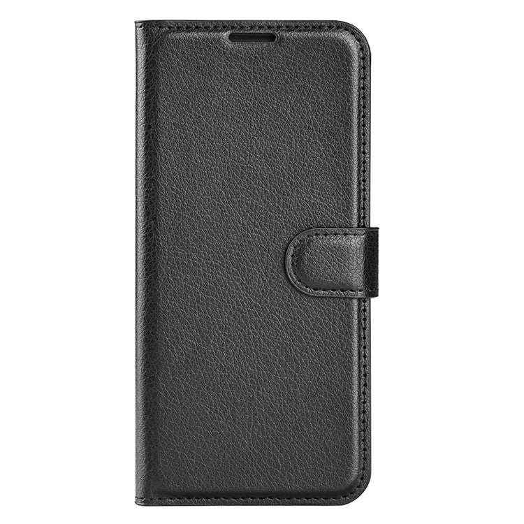 For Samsung Galaxy S25+ Case Litchi Texture Shockproof Leather Wallet Phone Cover - Black