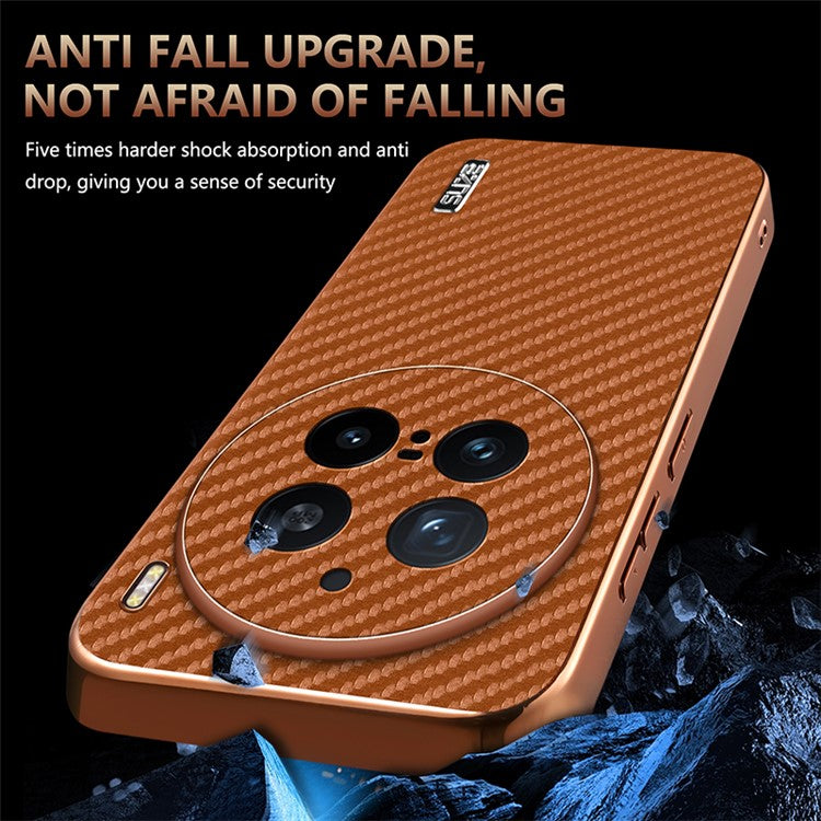 AZNS For vivo X200 Pro 5G Case Electroplating Carbon Fiber Texture PU+TPU Phone Cover - Black