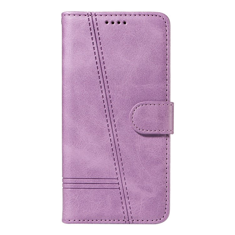 For Google Pixel 9a Case Flip Wallet T-Shape Lines Leather Phone Cover - Light Purple