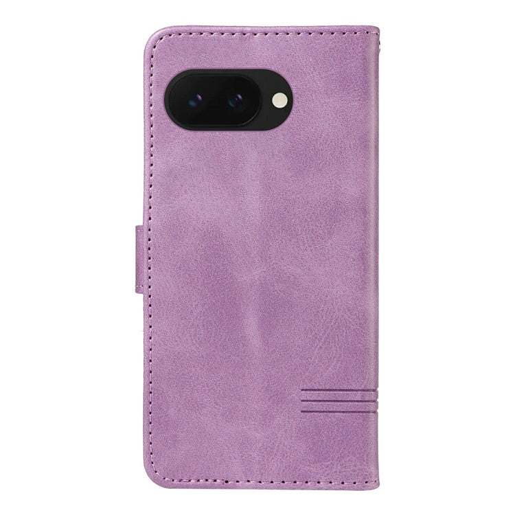 For Google Pixel 9a Case Flip Wallet T-Shape Lines Leather Phone Cover - Light Purple