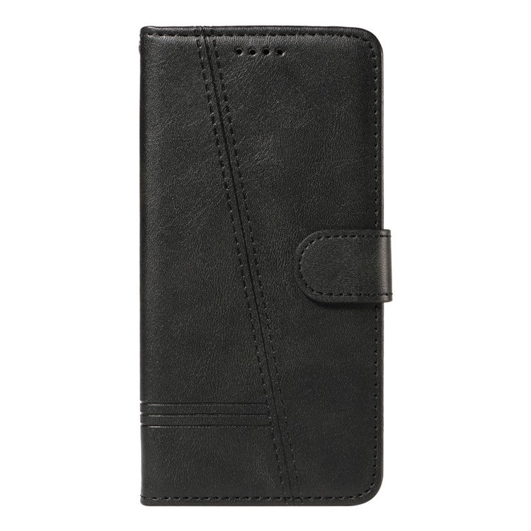 For Google Pixel 9a Case Flip Wallet T-Shape Lines Leather Phone Cover - Black