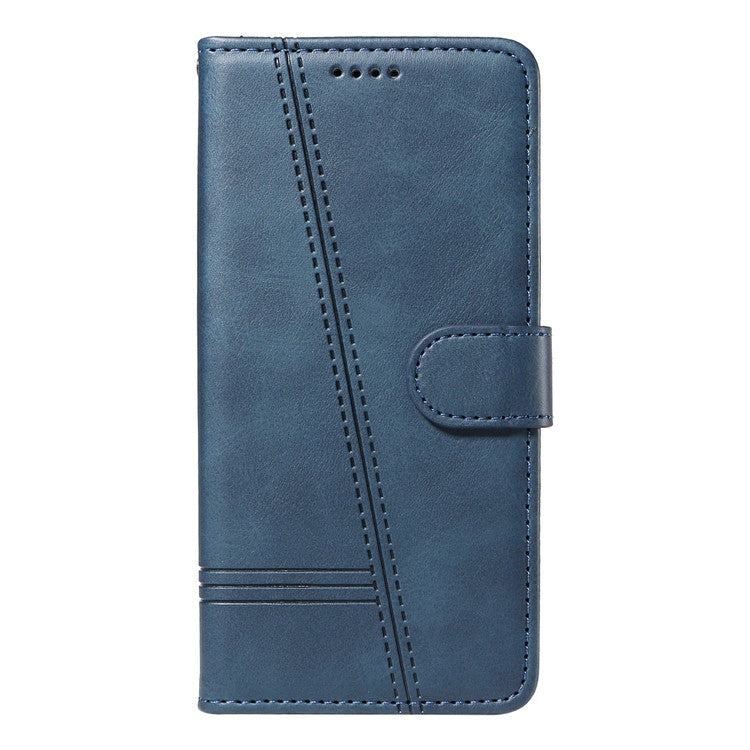 For Google Pixel 9a Case Flip Wallet T-Shape Lines Leather Phone Cover - Blue