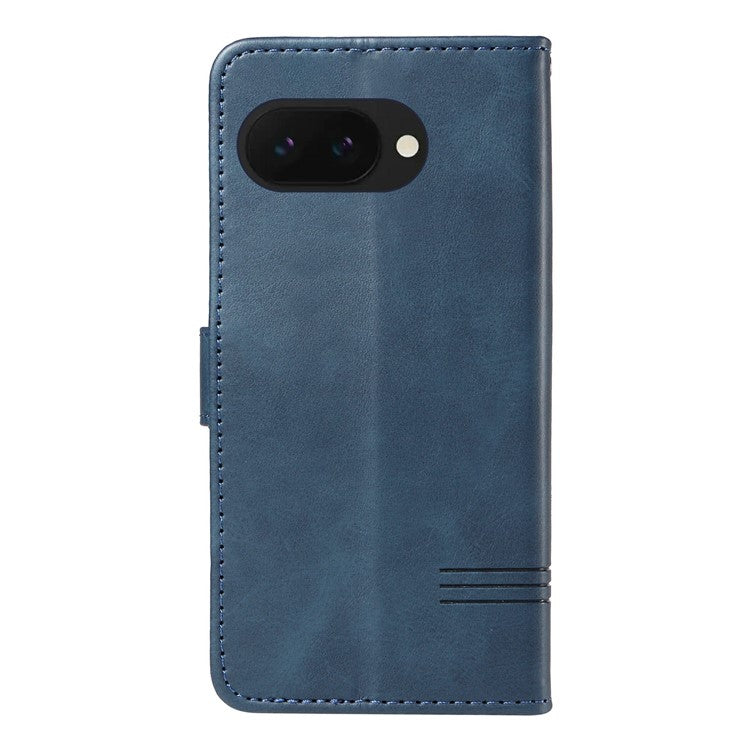 For Google Pixel 9a Case Flip Wallet T-Shape Lines Leather Phone Cover - Blue