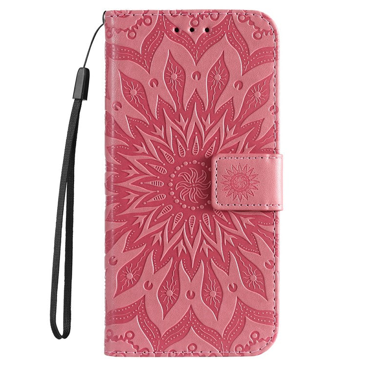 For Google Pixel 9a Case Sunflower Leather Wallet Phone Cover - Pink