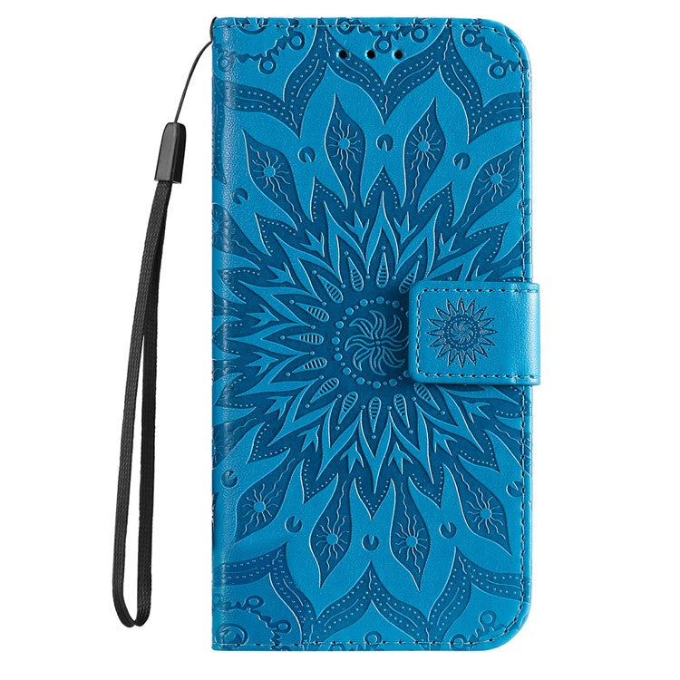 For Google Pixel 9a Case Sunflower Leather Wallet Phone Cover - Blue