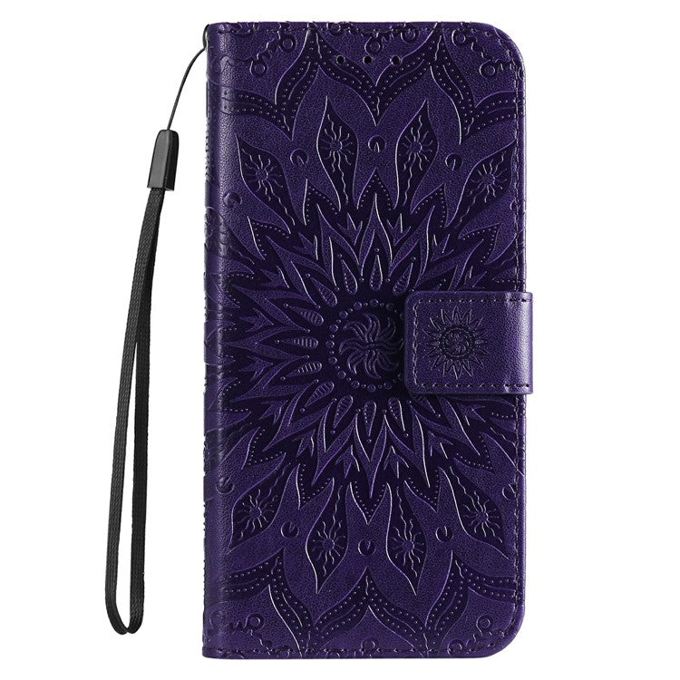 For Google Pixel 9a Case Sunflower Leather Wallet Phone Cover - Purple