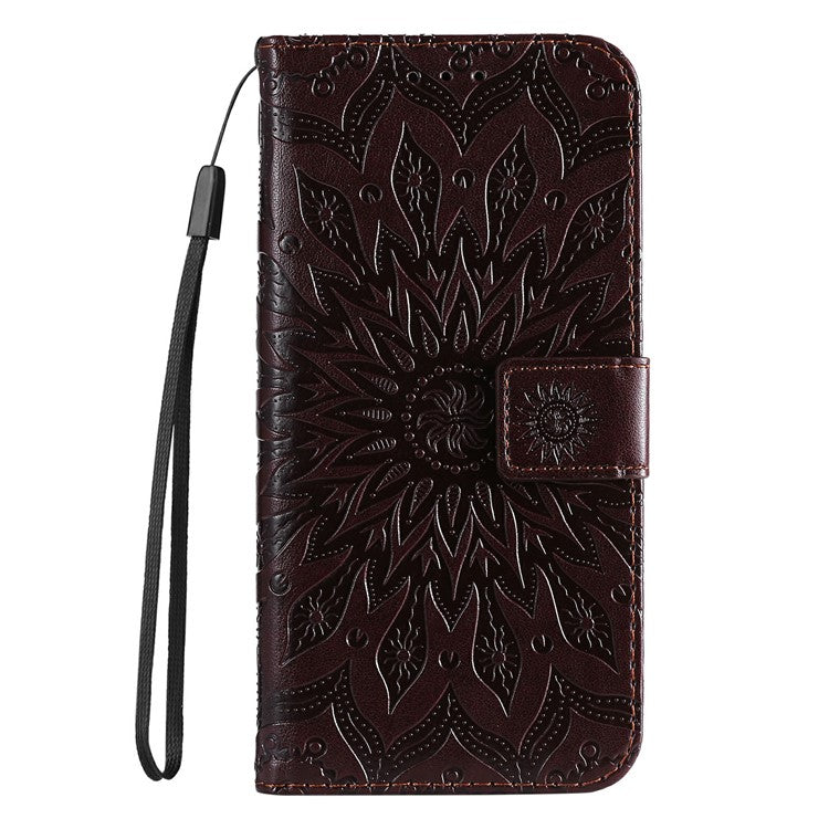 For Google Pixel 9a Case Sunflower Leather Wallet Phone Cover - Brown