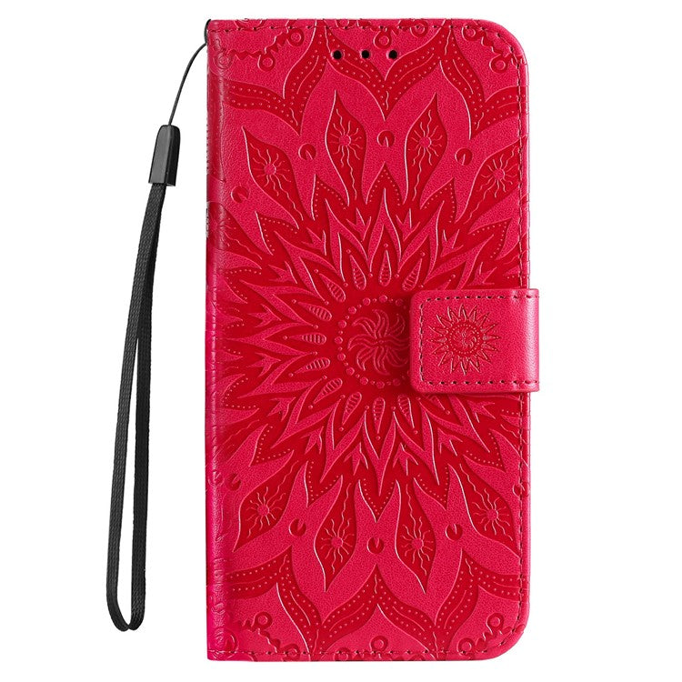 For Google Pixel 9a Case Sunflower Leather Wallet Phone Cover - Red