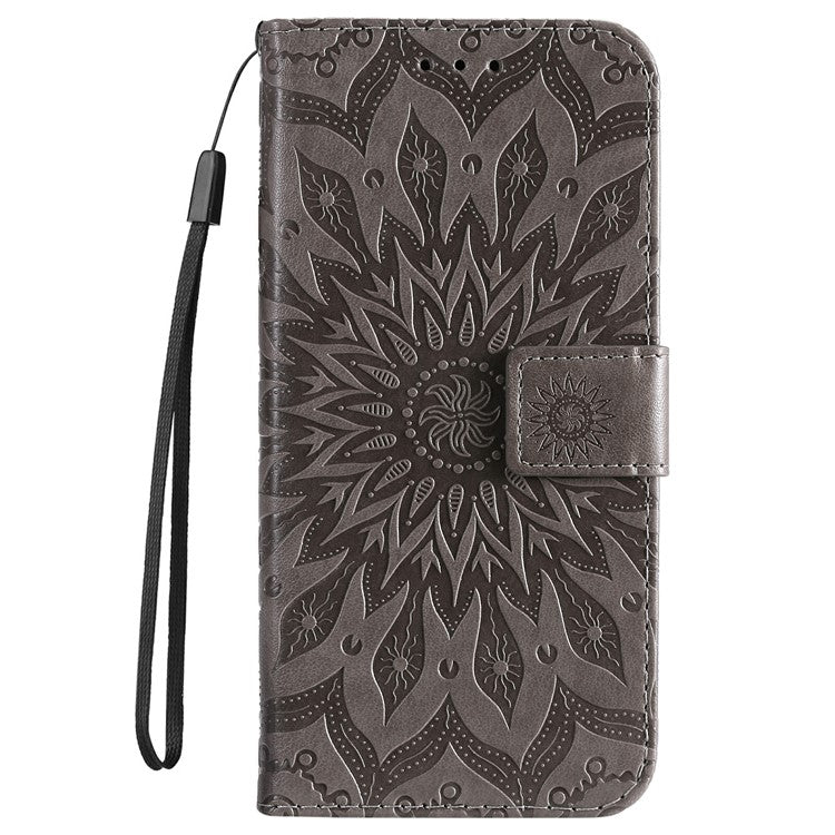 For Google Pixel 9a Case Sunflower Leather Wallet Phone Cover - Grey