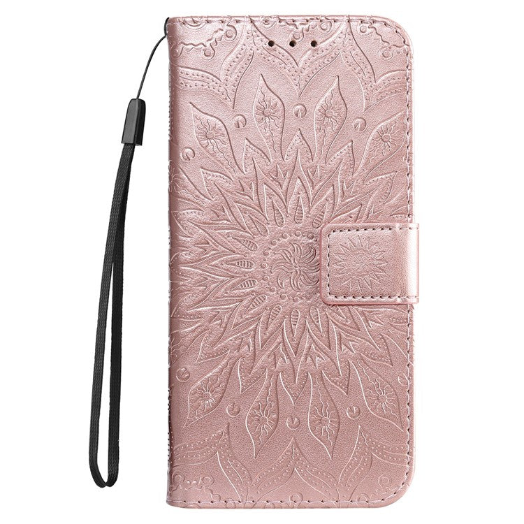 For Google Pixel 9a Case Sunflower Leather Wallet Phone Cover - Rose Gold