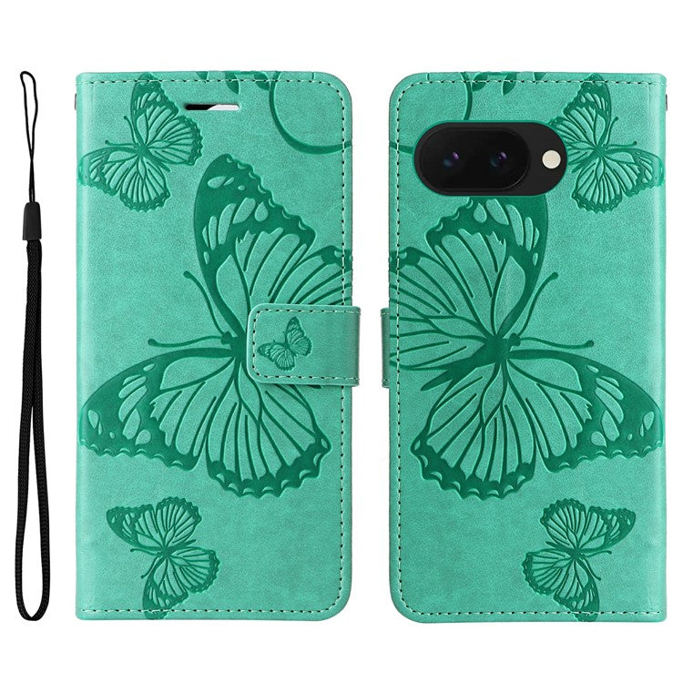 For Google Pixel 9a Case Butterfly Leather Phone Cover  - Green