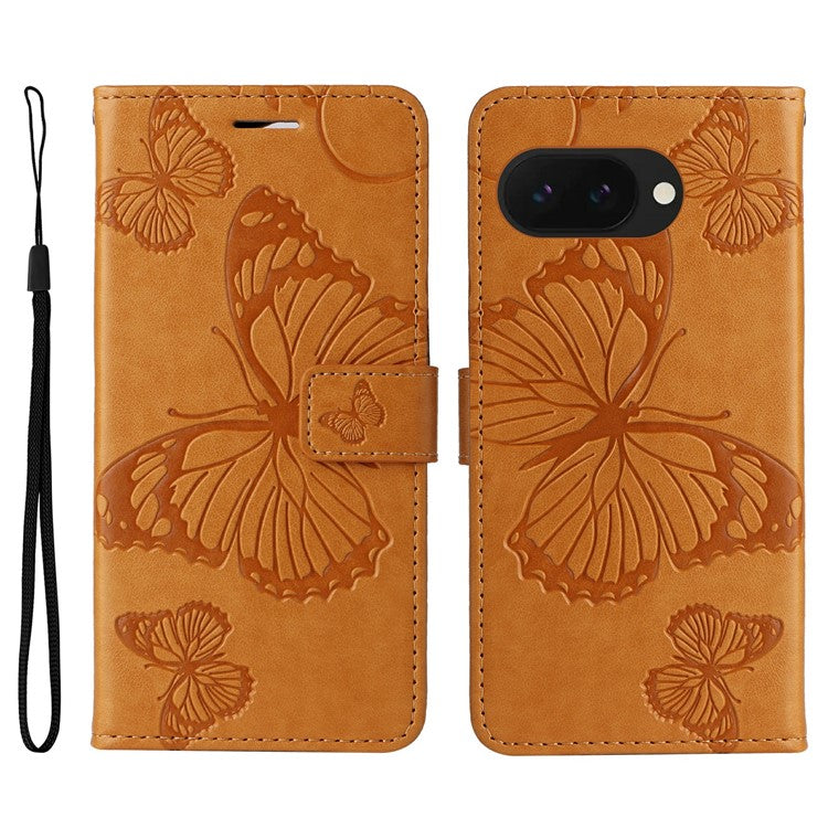 For Google Pixel 9a Case Butterfly Leather Phone Cover  - Yellow