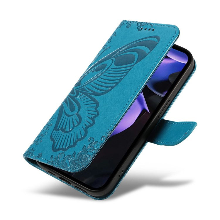 For Google Pixel 9a Case Butterfly Pattern Leather Wallet Flip Phone Cover - Blue