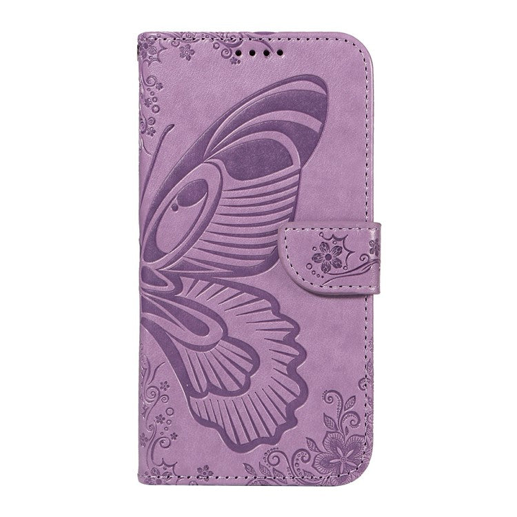 For Google Pixel 9a Case Butterfly Pattern Leather Wallet Flip Phone Cover - Light Purple