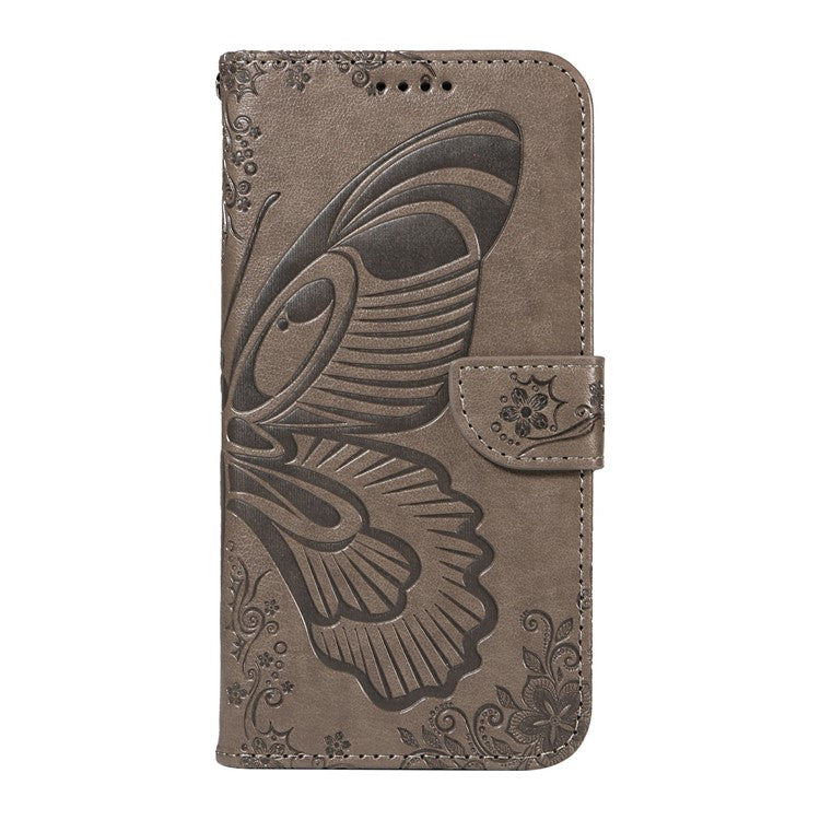 For Google Pixel 9a Case Butterfly Pattern Leather Wallet Flip Phone Cover - Grey