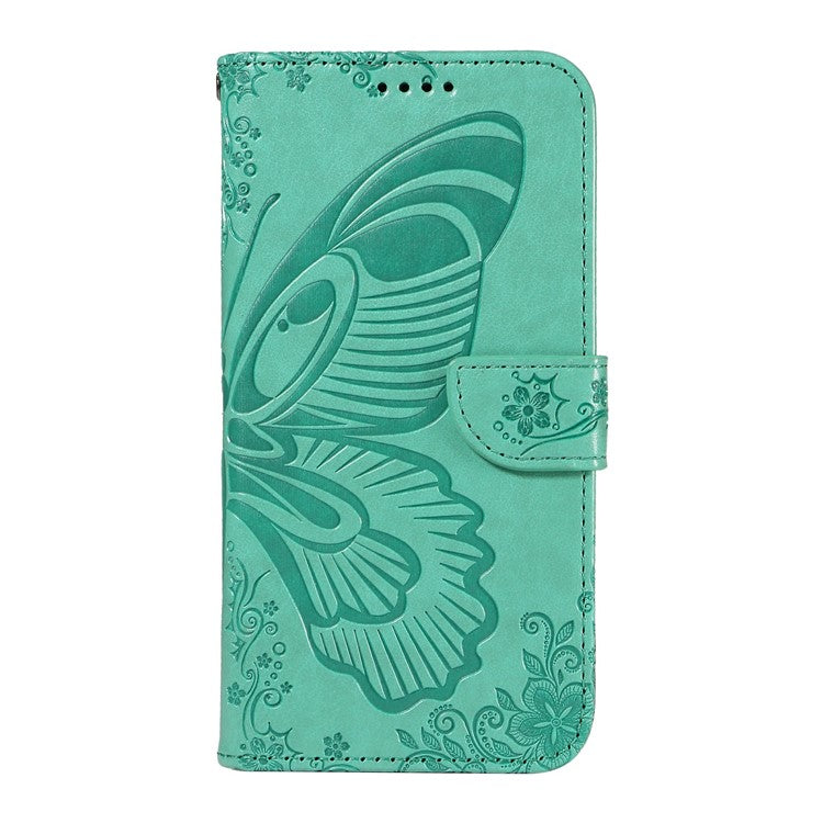 For Google Pixel 9a Case Butterfly Pattern Leather Wallet Flip Phone Cover - Green