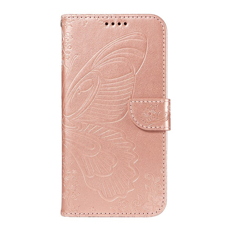 For Google Pixel 9a Case Butterfly Pattern Leather Wallet Flip Phone Cover - Rose Gold