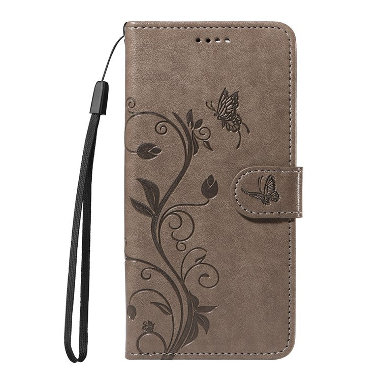 For Google Pixel 9a Case Flower Pattern PU Leather Wallet Phone Cover - Grey