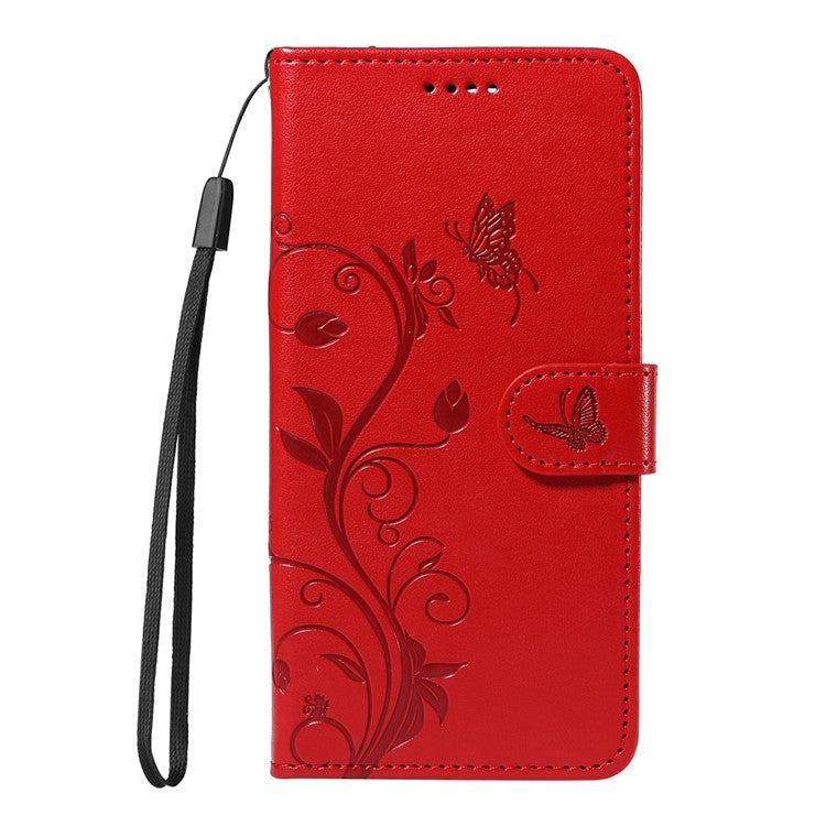 For Google Pixel 9a Case Flower Pattern PU Leather Wallet Phone Cover - Red