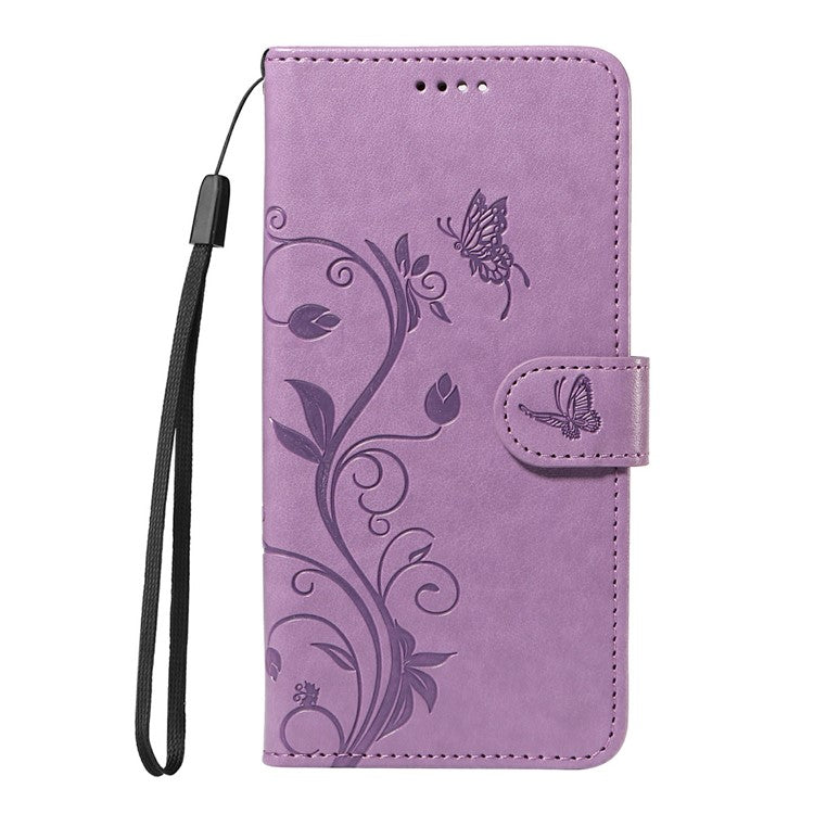 For Google Pixel 9a Case Flower Pattern PU Leather Wallet Phone Cover - Light Purple