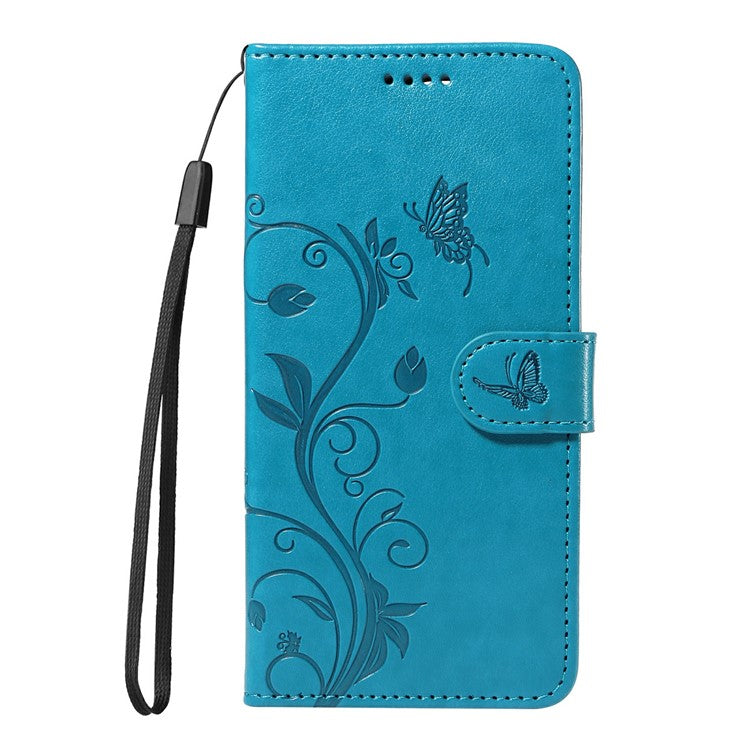 For Google Pixel 9a Case Flower Pattern PU Leather Wallet Phone Cover - Blue