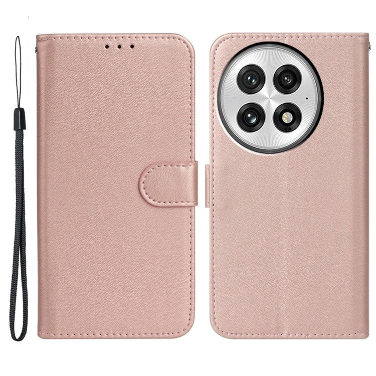 For OnePlus 13 Case with Card Holder PU Leather Flip Wallet Phone Cover - Rose Gold