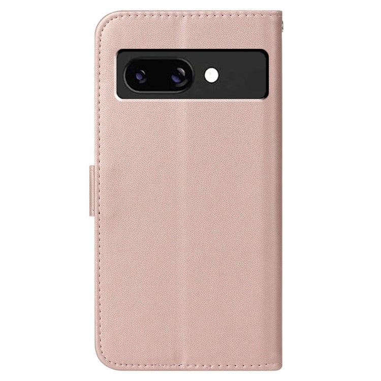 For Google Pixel 9a Case with Card Holder PU Leather Flip Wallet Phone Cover - Rose Gold