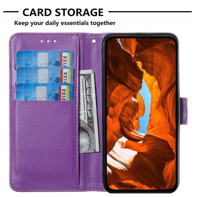 For Google Pixel 9a Case with Card Holder PU Leather Flip Wallet Phone Cover - Purple