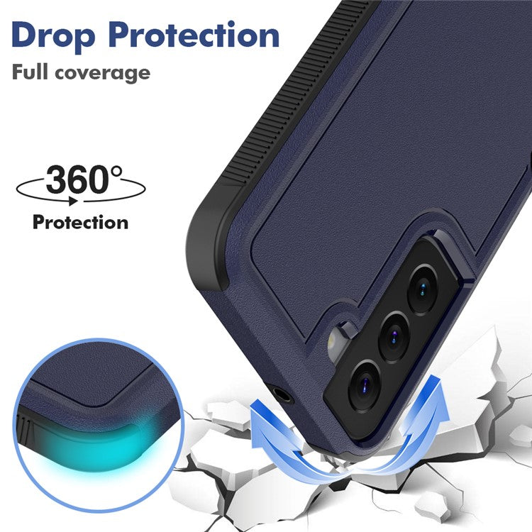 For Samsung Galaxy S22 5G Case 2-in-1 PC+TPU Shockproof Phone Cover - Dark Blue